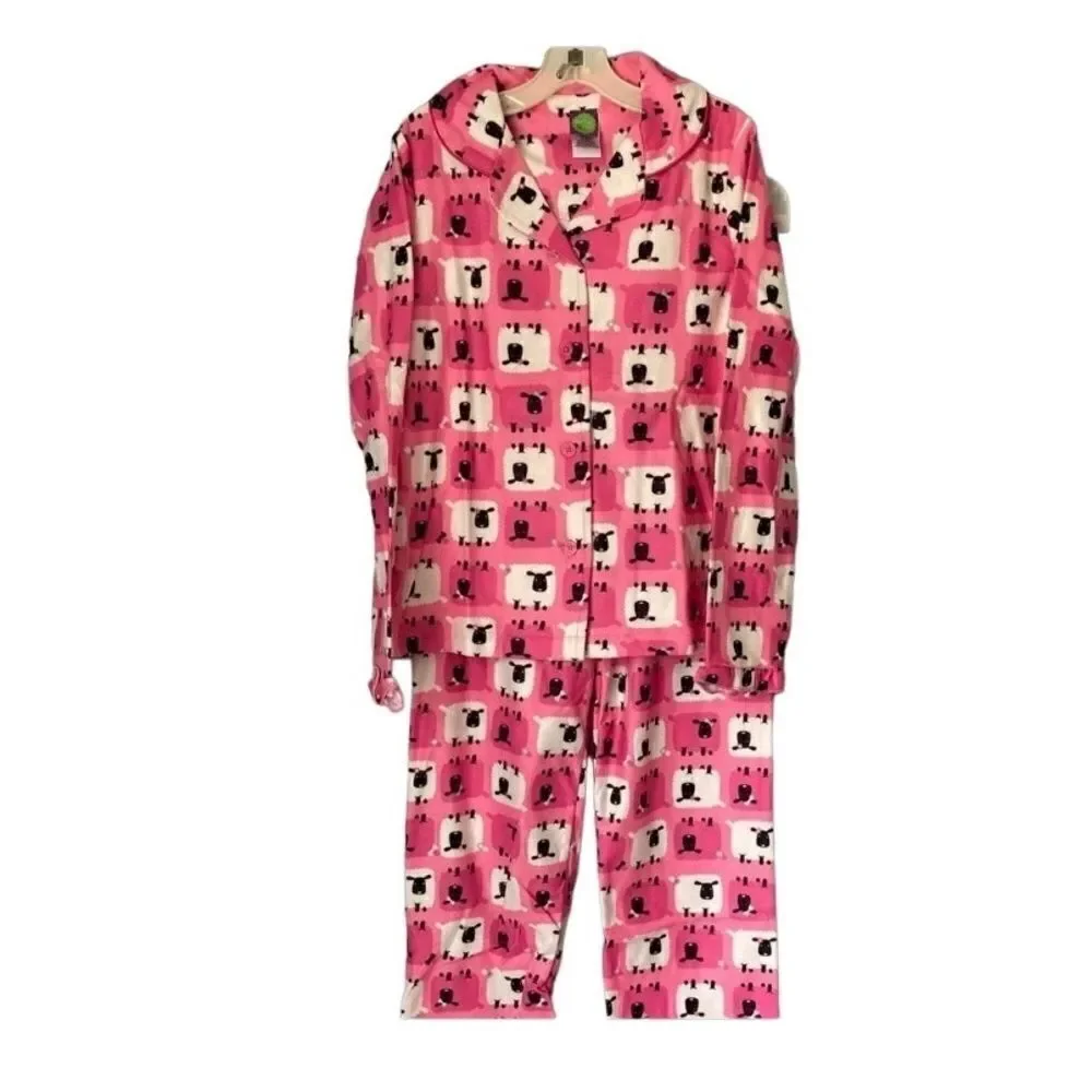 Dollie & me NWOT girls pink sheep printed two-piece pajama set